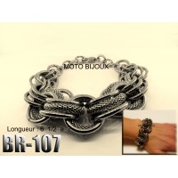 Br-107, Bracelet  acier inoxidable « stainless steel »  multiple anneaux